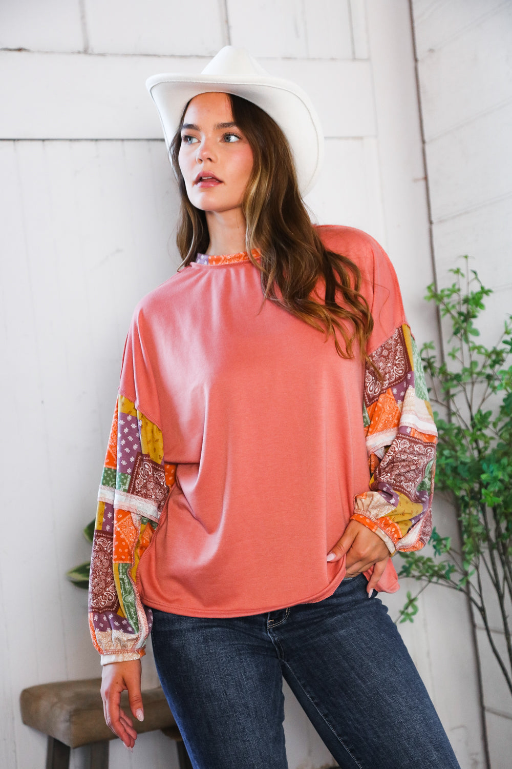 Wanderlust Patchwork Long Sleeve Top